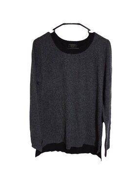 Charter Club 100% Cashmere Sweater Womens Size Large Gray Black Colorblock